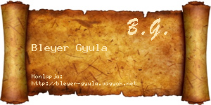 Bleyer Gyula névjegykártya